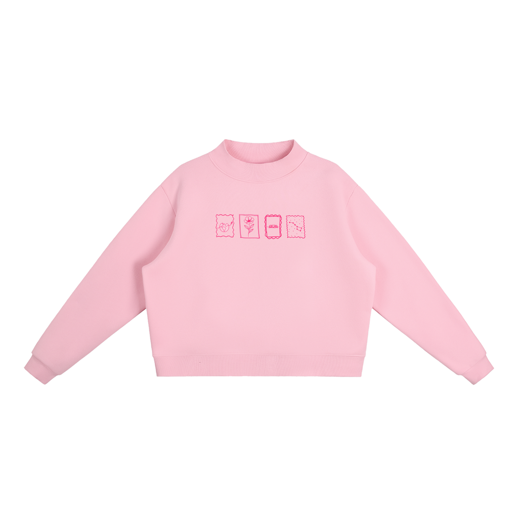 The Pink Mock-Neck Crew